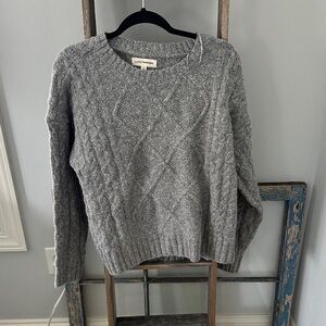 Lucky Brand Women's Heather Gray Cable Knit Sweater